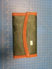 Vintage Green Pebbled Faux Leather Clutch Wallet Organizer Kiss Lock Coin Purse