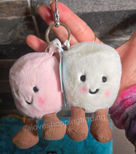 GENUINE JELLYCAT FLUFFY AMUSEABLE PAIR OF MARSHMALLOWS BAG CHARM PLUSH KEY RING