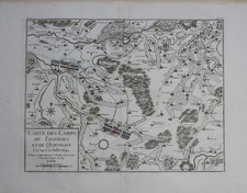1760 Mons Saint Ghislain Bavay Maubeuge Quievrain map Karte Kupferstich gravure