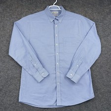 Roundtree Yorke Gold Label Shirt Mens 17 34/35 Blue Gingham Slim Fit Non Iron