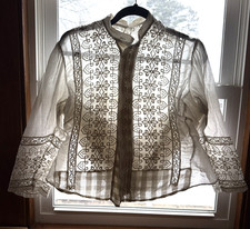 Antique Victorian 1800s Handmade Lace Delicate Dainty Top Blouse Ivory