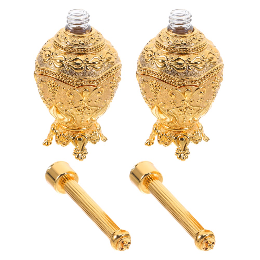 2 Pcs Catholic Christian Holy Water Bottles Decorative Glass Alloy Water Holder