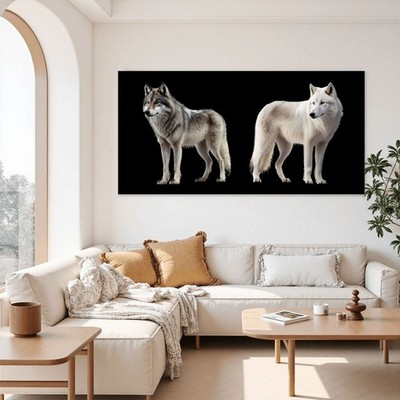 Big 60''X30'' Canvas Print with Wolves. Magnificent Wall Art (Made in USA)
