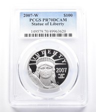 2007-W $100 American Platinum Eagle 1 Oz Platinum PR70 DCAM PCGS 2995.95 per troy oz