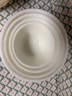FIRE KING White Swirl Mixing Bowl 9” 8” 7” 6” Set of 4 OVEN WARE USA Vintage EUC