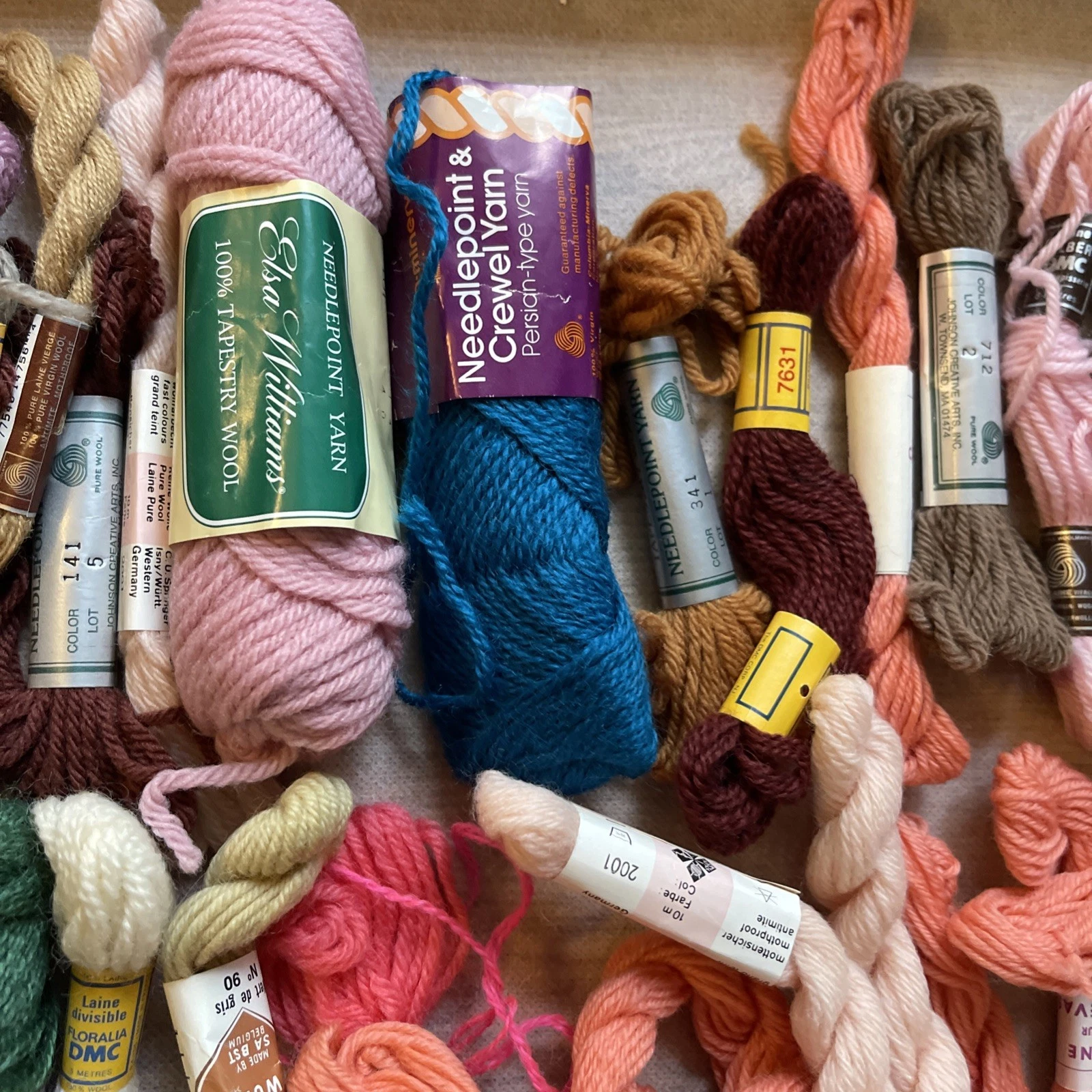 Lot 60 Vintage Wicking Yarn Crewel Embroidery Thread Cards Cross Stitch 15 Oz image 3