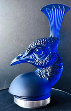 LALIQUE ICONIC LALIQUE CRYSTAL TETE DE PAON ROYAL BLUE PEACOCK HEAD MASKOTTCHEN BOXED