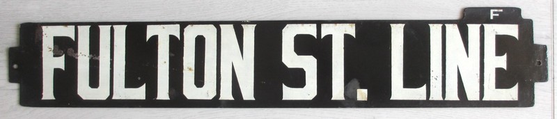 Vintage New York Subway BMT Train Metal Destination Sign Fulton Street Line NYC