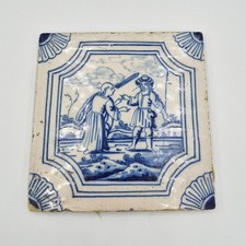 18TH CENTURY DUTCH DELFT BLUE & WHITE TILE - SPLINTER & BEAM