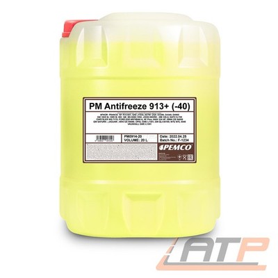 PEMCO 20 L LITER ANTIFREEZE 913+ (-40) KÜHLERFROSTSCHUTZ GELB KÜHLERFLÜSSIGKEIT