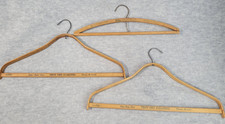 Lot of 3 Vintage Wooden Hangers w/Advertising Troy Dry Cleaning Kelley Laundry