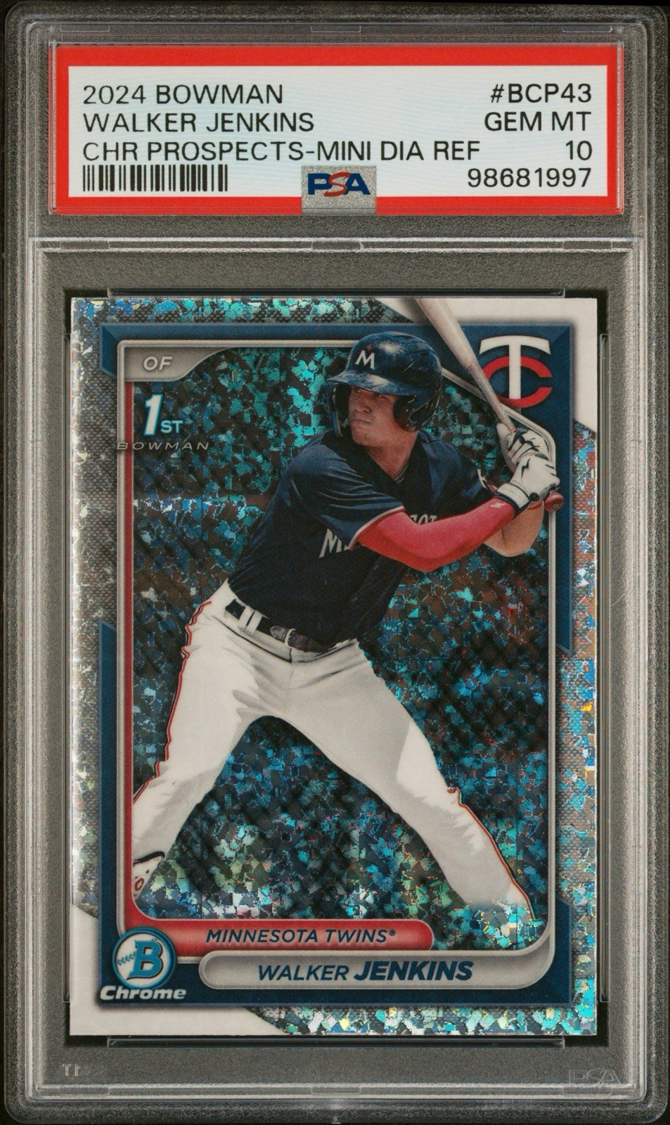 2024 Bowman Chrome Prospects Walker Jenkins Mini-Diamond Refractor PSA 10