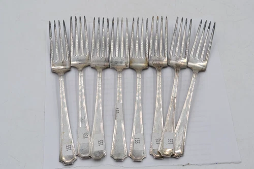 925 Sterling Silver Gorham Set of 8 Dinner Forks 7 3/8", #155