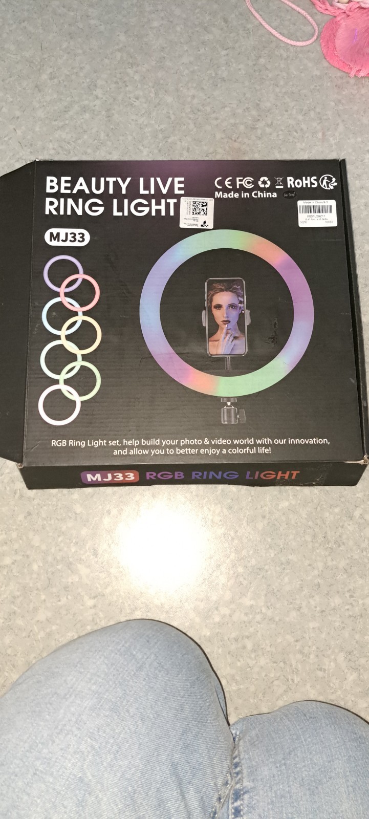 Cercle lumineux ajustable avec trépied complet état comme neuf pour smartphone
