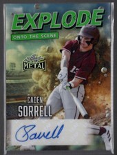 2026 Leaf Metal #EA-CS1 Caden Sorrell Explode onto the Scene Auto Green #/3