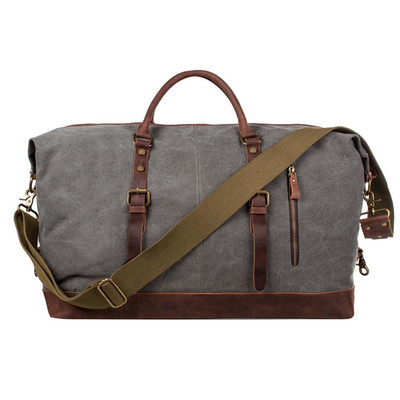 Reisetasche 60 L Vintage Canvas Leder Weekender Unisex Handgepäck Sporttasche