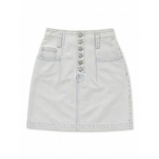 Vintage Jordache Light Wash Denim Button-Front Mini Skirt, Size 11/12