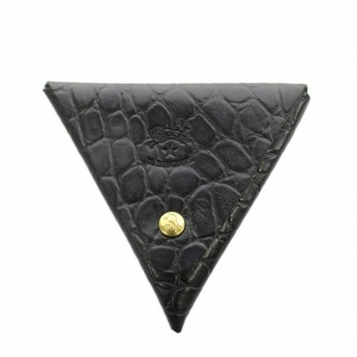 IL BISONTE Leather Coin Purse Black Small Wallet for Ladies