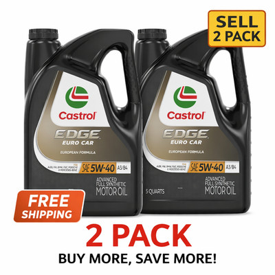 Pack of 2-Castrol EDGE Euro 5W-40 A3/B4 Motor Oil, 5 Quarts