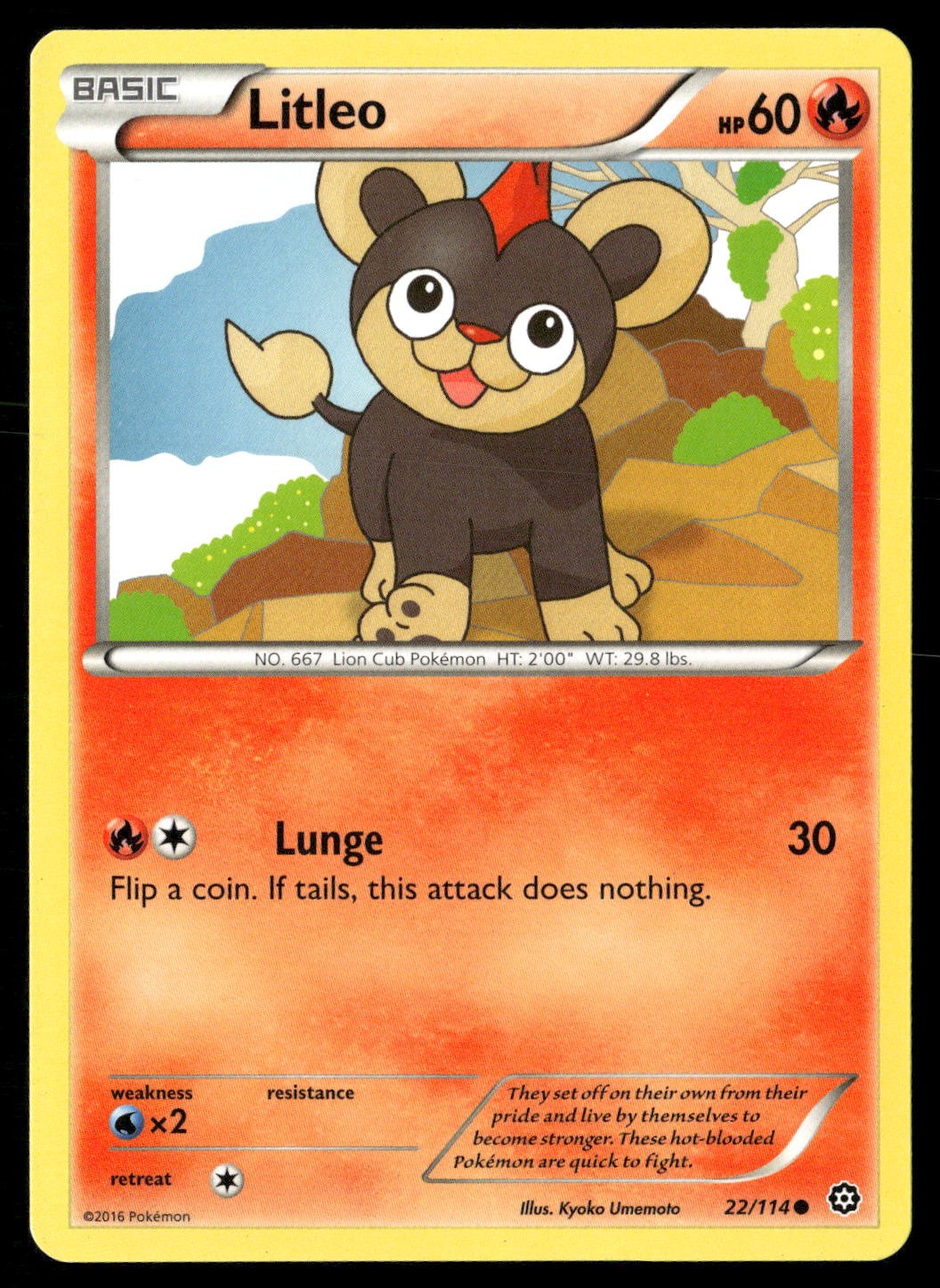 Litleo 22/114 Common Steam Siege Pokemon Moderately Played
