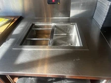 Commercial Stainless Steel Table with Two Full Compartment Cold Wells