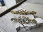 Antique Victorian Edwardian Clear Rhinestone Bar Pin Brooch Costume Jewelry LOT