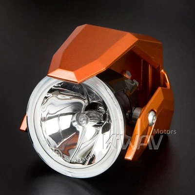 3" feu antibrouillard 12V noir metal housing orange ABS shield x2 scooter bike - Photo 1/4