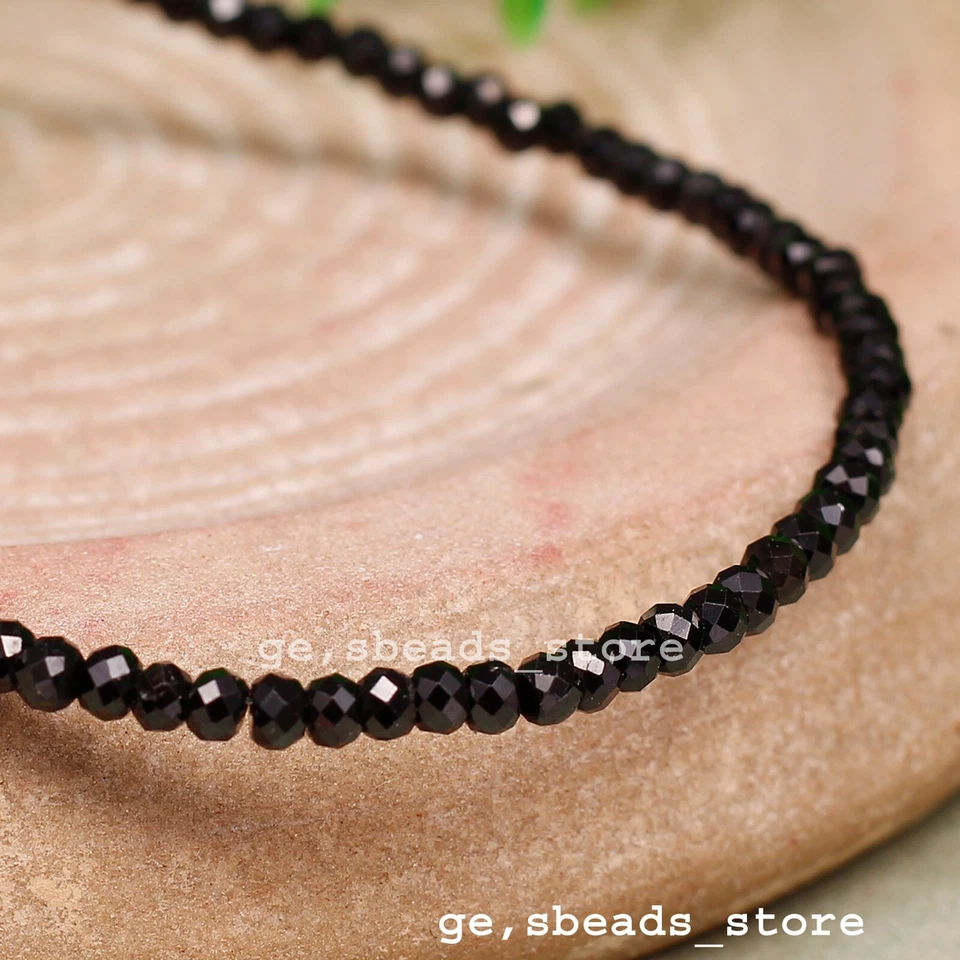 Ottimo spinello nero 3 mm bellissimo bracciale in argento sterling 925... - Immagine 3 di 4