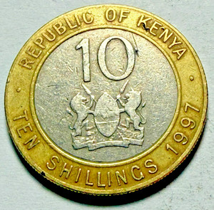 1997 KENYA 10 SHILLINGS COIN - BI-METALLIC