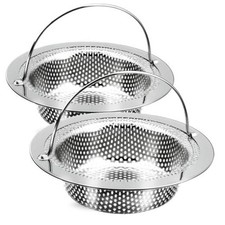 2 Pack Kitchen Sink Drain Strainer with Handle, Stainless Steel Large Casual