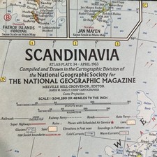 Scandinavia Map &ndash; National Geographic Atlas Plate 34 &ndash; April 1963