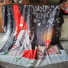 Gnome Holiday Shower Curtain Sprite Christmas Gnome Let it Snow