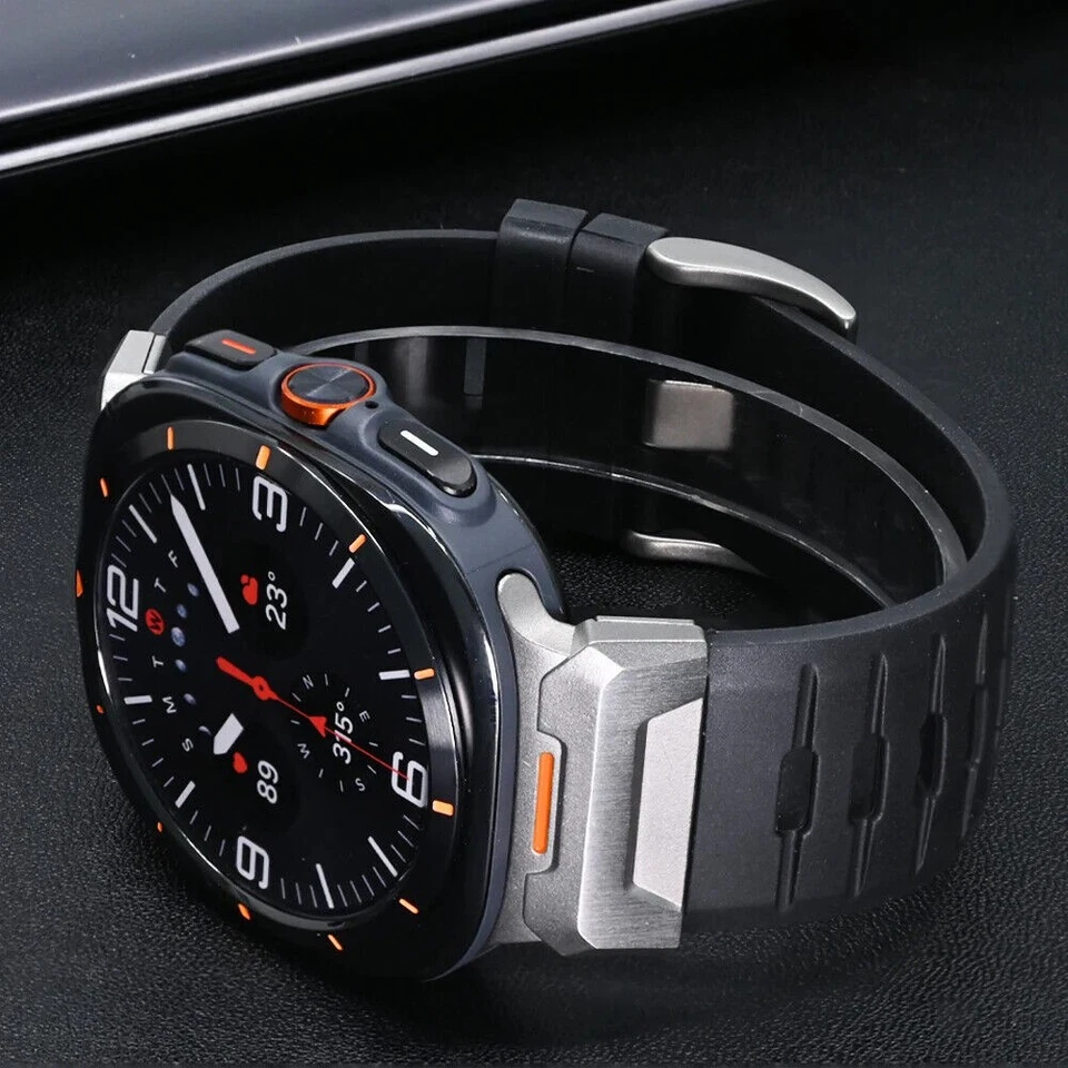 Silicone+Metal Band For Samsung Galaxy Watch Ultra 47mm Sport Fluororubber Strap - Image 3 of 4