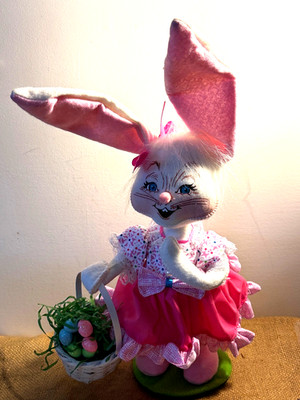 Annalee Doll Easter Bunny Rabbit Easter Eggs Basket 17'' w/ Tag Meredith NH