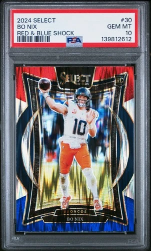 2024 PANINI SELECT RED & BLUE SHOCK #30 BO NIX ROOKIE RC PSA 10