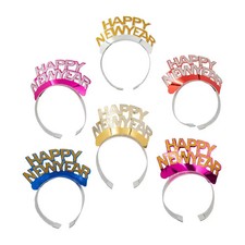 2 1/2" Bright Happy New Year Cardboard Tiaras Assorent - 24 Pc.