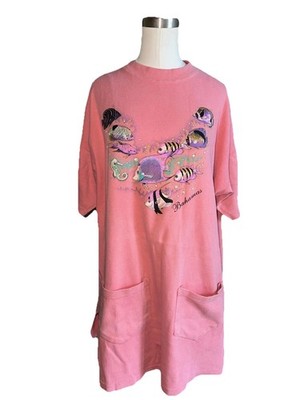 Women's Vintage Super-T s Bahamas Travel T-shirt Dress Size L Angel Fish