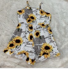 pretty white sunflower romper girl small