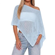 Womens Sheer Poncho Tops Lightweight Knitted Shrug Crochet Mesh Cover Up Summ...
