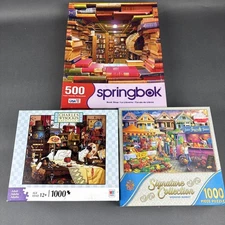 Puzzle Lot 3 Springbok 500pc Wysocki Market Scene 2x 1000pc Preowned