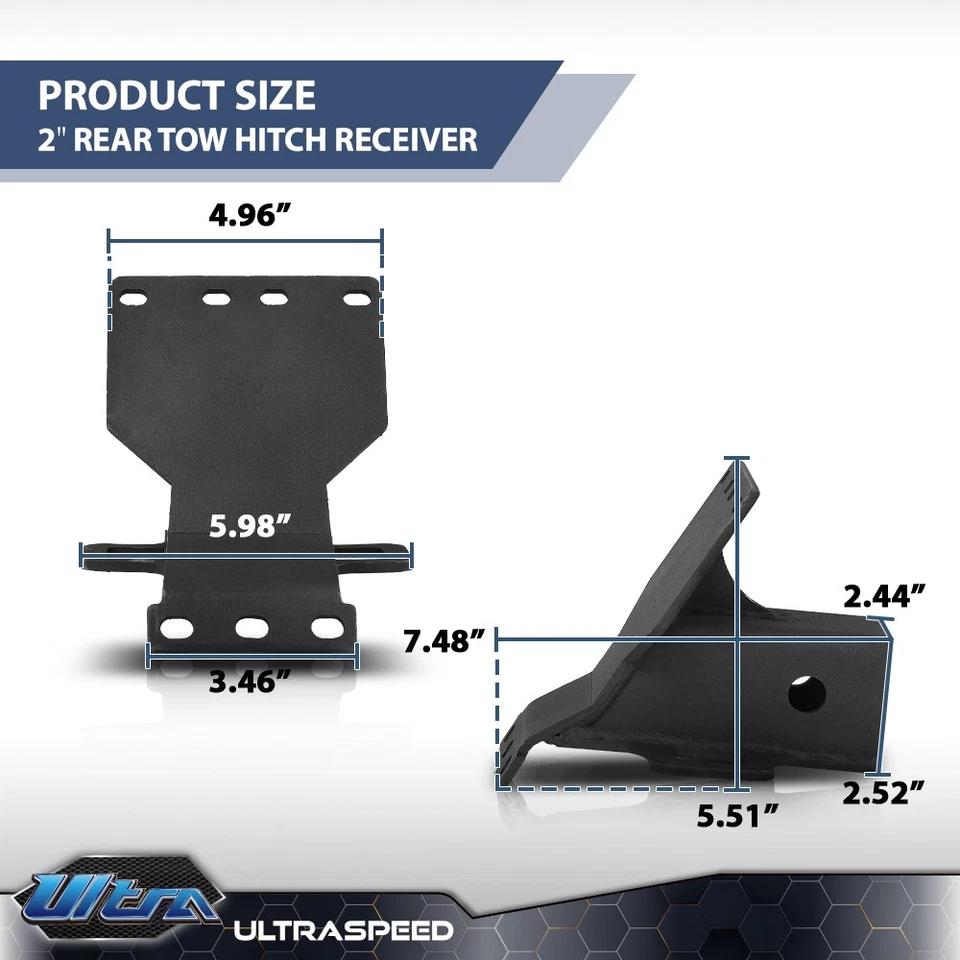 Fit For 2016-2024 Yamaha YXZ1000R 2" Rear Tow Hitch Receiver Trailer Mount - Image 3 of 4