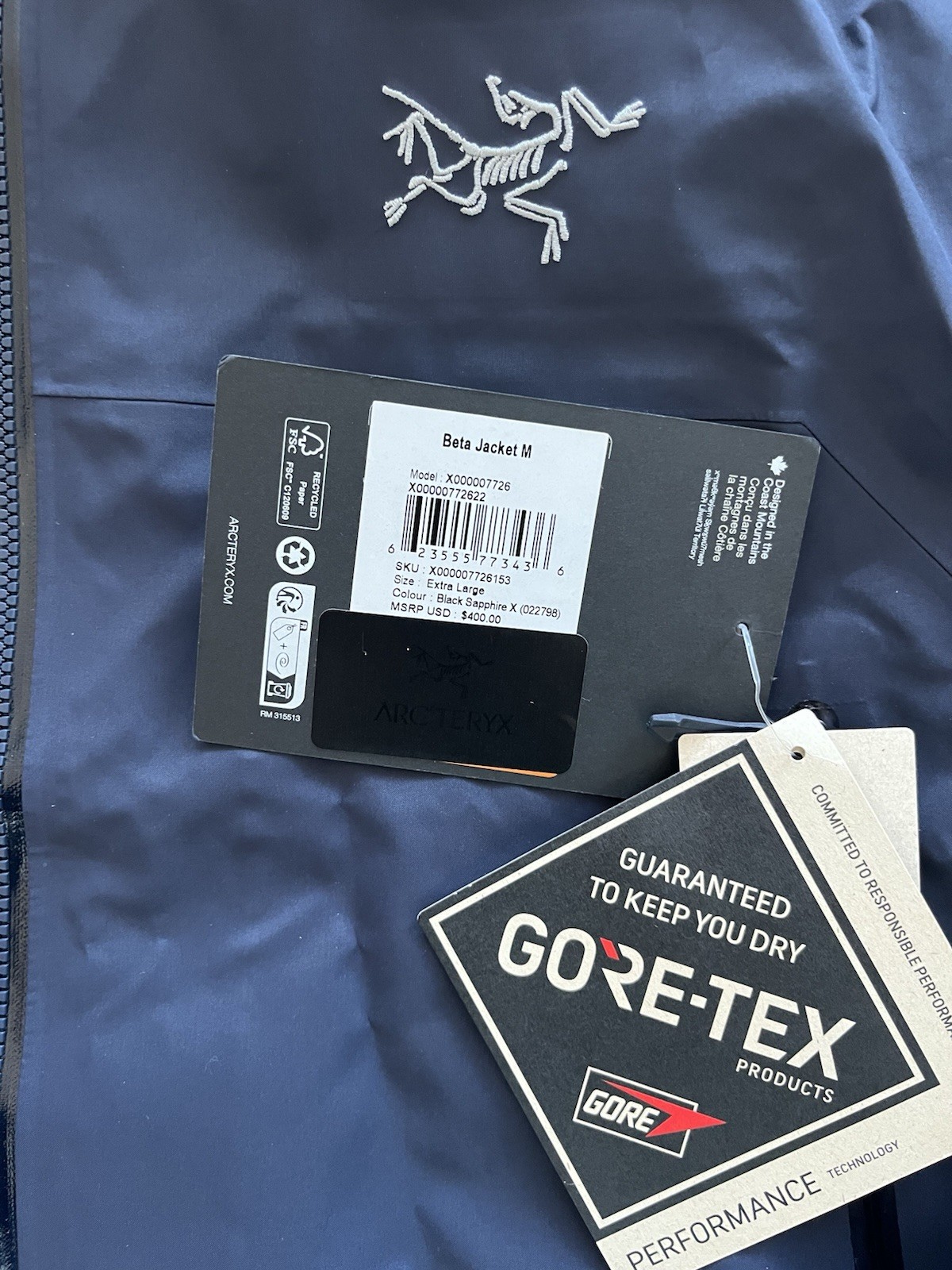 Arcteryx Beta Jacket, Gortex, Mens XL,  Black Sapphire X thumbnail 3