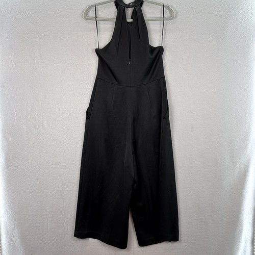 Whistles women’s Sophia black satin knotted sleeveless jumpsuit cropp wide leg 6 - Picture 9 of 10