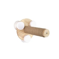 Pialouge Wooden Cat Stairs with Suction Cups 3-Level Log Color Ladder OPEN BOX