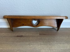 Vintage Wood Heart Cutout Shelf Cottage Core Decor Shabby Chic Farmhouse 17.5”