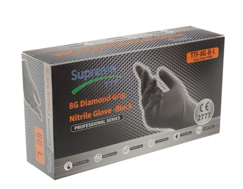 Gants en nitrile 8G Diamond Grip Lot de 50 Noir