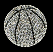 Basketball Rhinestone Iron-On Patch 2.5 inch Crystal DIY Bling Applique