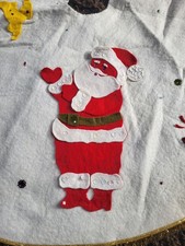 VTG MCM Felt  Sequins Applique Christmas Tree Skirt Santa/Train Etc Handmade 