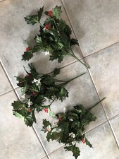 Lot Of 3 Vintage Large Plastic Christmas Holly Berry Floral Picks Crafts..