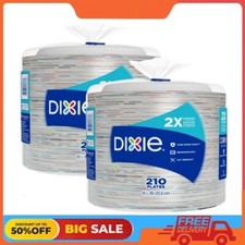2 Pack Dixie Disposable Paper Plates, 10", 2X Stronger , Multi-Color, 210 Count